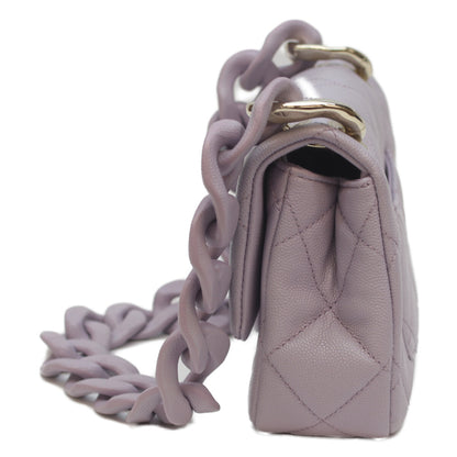 CHANEL Lavender Caviar Gold-Tone Hardware Design Chain Matelassé 20 Mini Flap Shoulder Bag