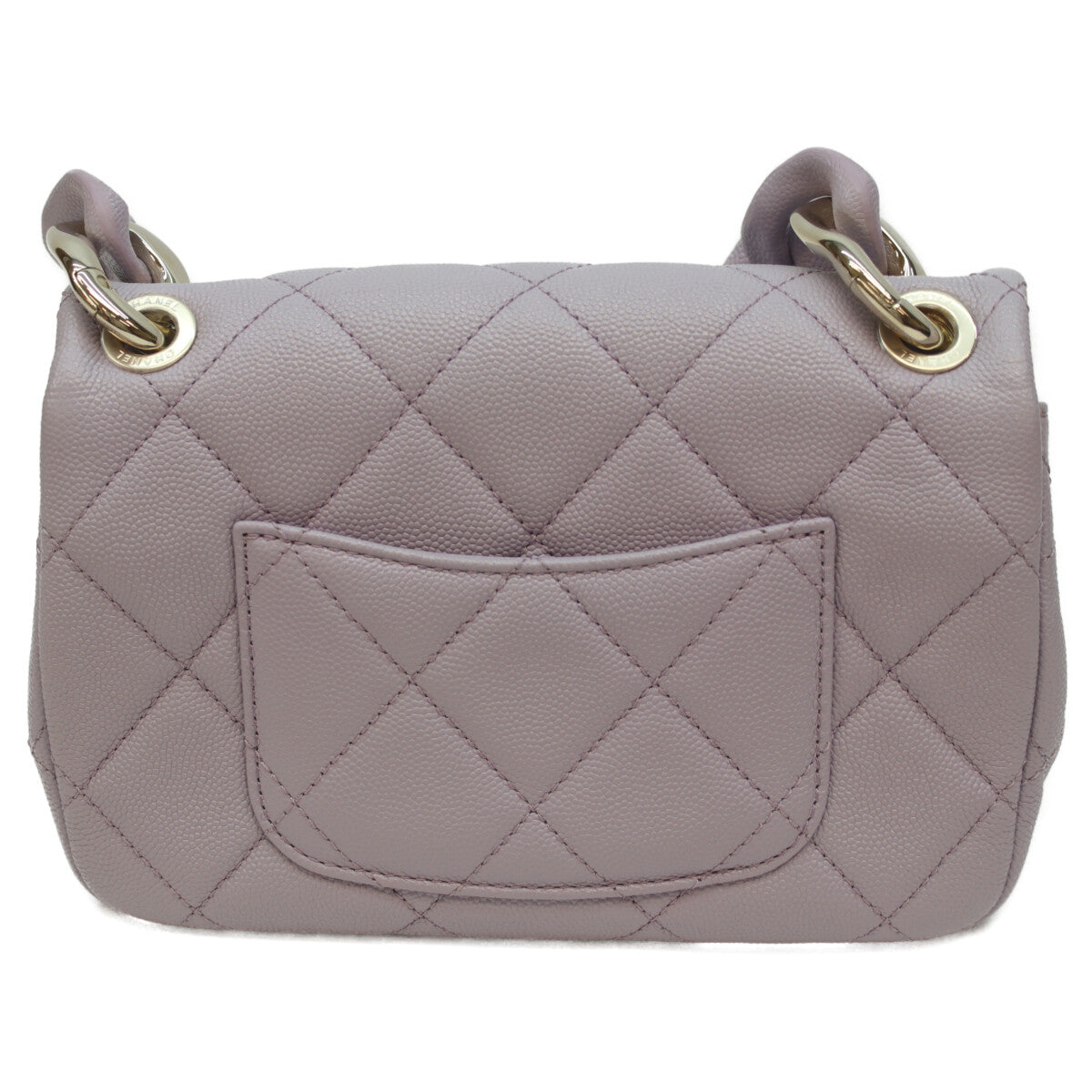 CHANEL Lavender Caviar Gold-Tone Hardware Design Chain Matelassé 20 Mini Flap Shoulder Bag