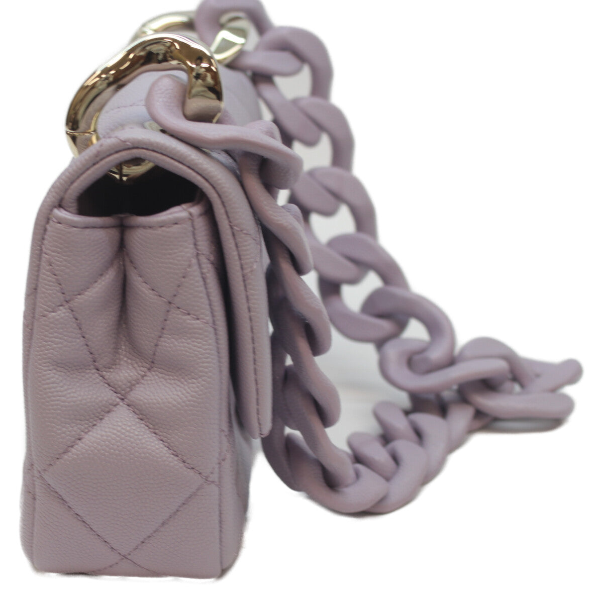 CHANEL Lavender Caviar Gold-Tone Hardware Design Chain Matelassé 20 Mini Flap Shoulder Bag