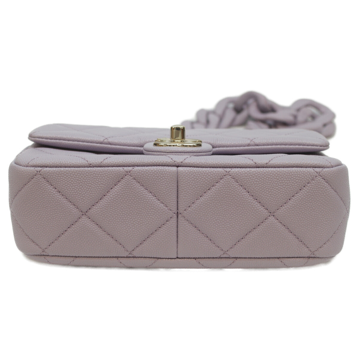 CHANEL Lavender Caviar Gold-Tone Hardware Design Chain Matelassé 20 Mini Flap Shoulder Bag