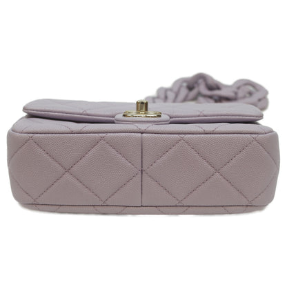 CHANEL Lavender Caviar Gold-Tone Hardware Design Chain Matelassé 20 Mini Flap Shoulder Bag