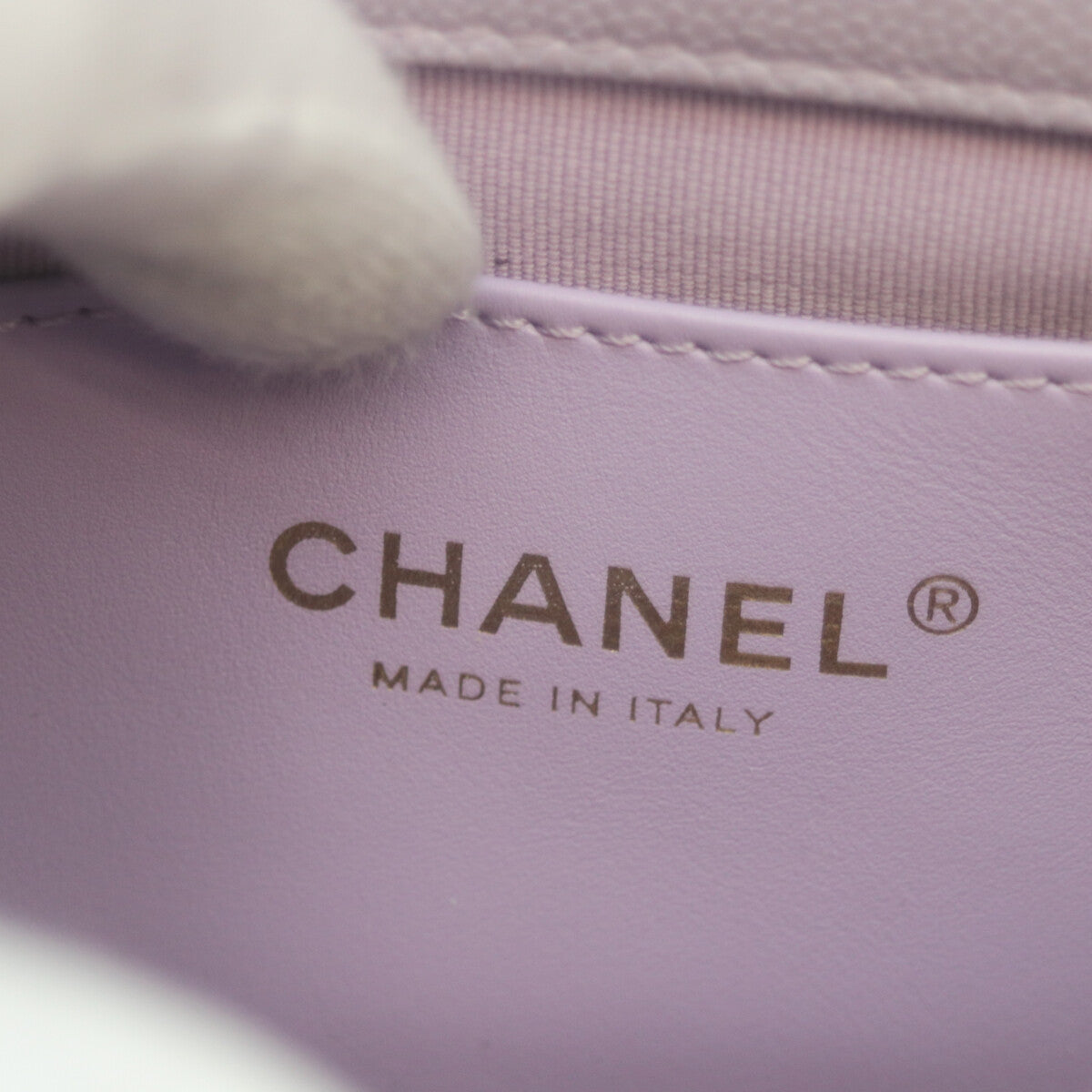 CHANEL Lavender Caviar Gold-Tone Hardware Design Chain Matelassé 20 Mini Flap Shoulder Bag