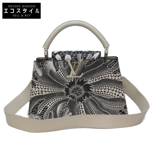LOUIS VUITTON ×KY Yayoi Kusama M21705 Taurillon Psychedelic Flower Noir/Bronze Capucines Handbag