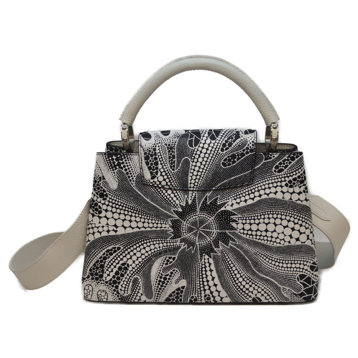 LOUIS VUITTON ルイヴィトン ×KY 草間彌生 M21705 トリヨン サイケデリックフラワー ノワール/ブロン カプシーヌ ハンドバッグ