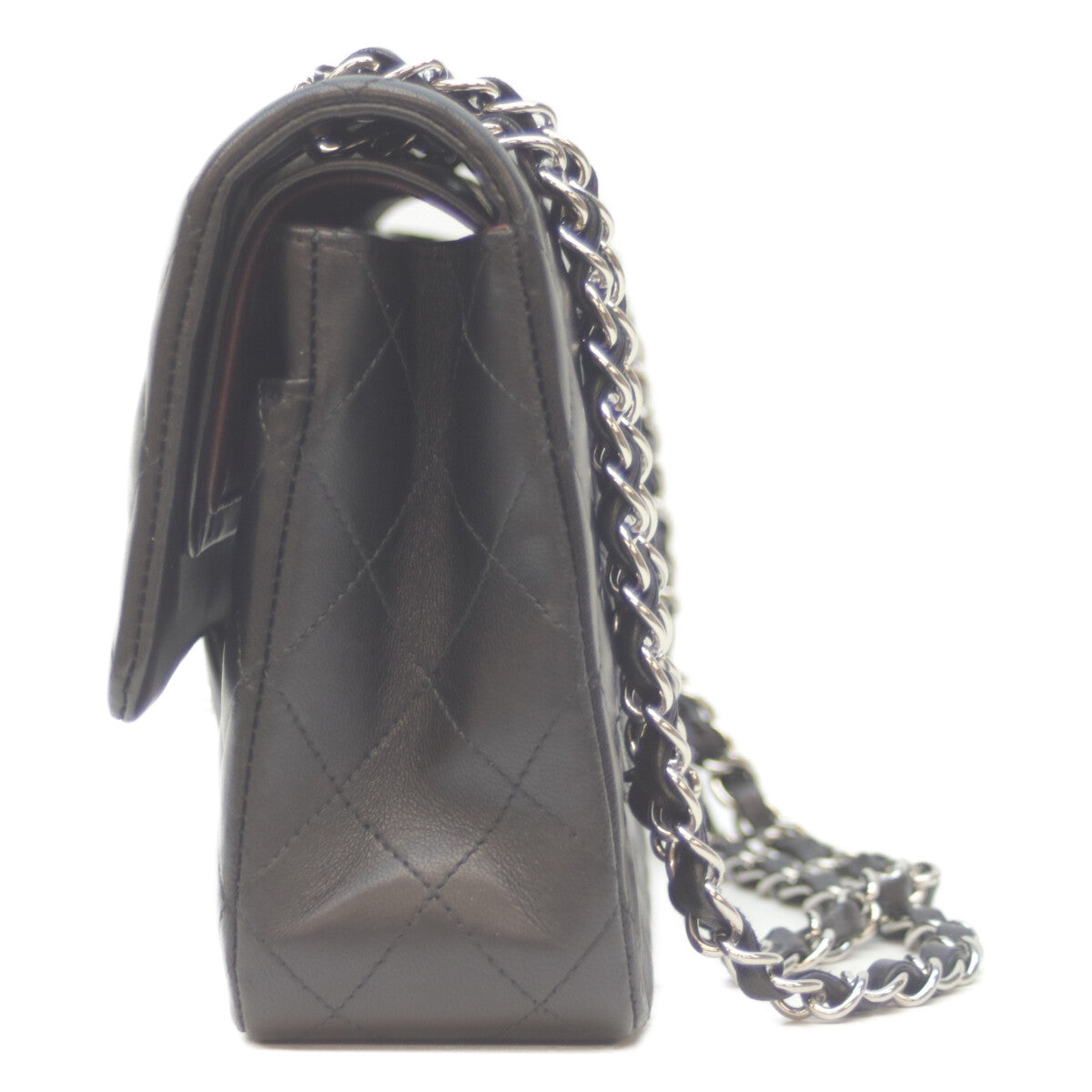 CHANEL シャネル A01112 21番 黒 ラム シルバー金具 Wフラップ マトラッセ25 ショルダーバッグ
