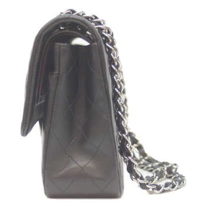 CHANEL シャネル A01112 21番 黒 ラム シルバー金具 Wフラップ マトラッセ25 ショルダーバッグ