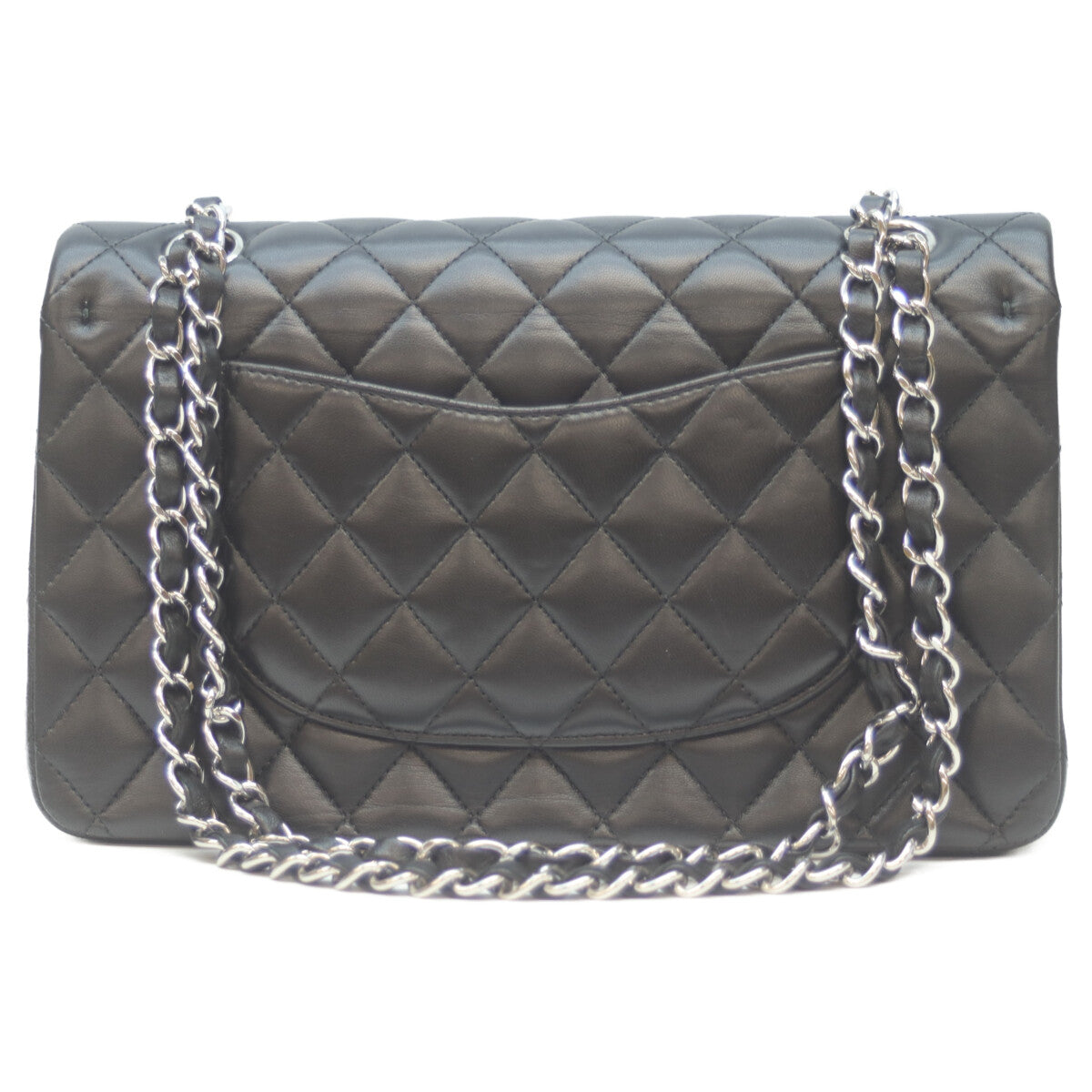 CHANEL シャネル A01112 21番 黒 ラム シルバー金具 Wフラップ マトラッセ25 ショルダーバッグ
