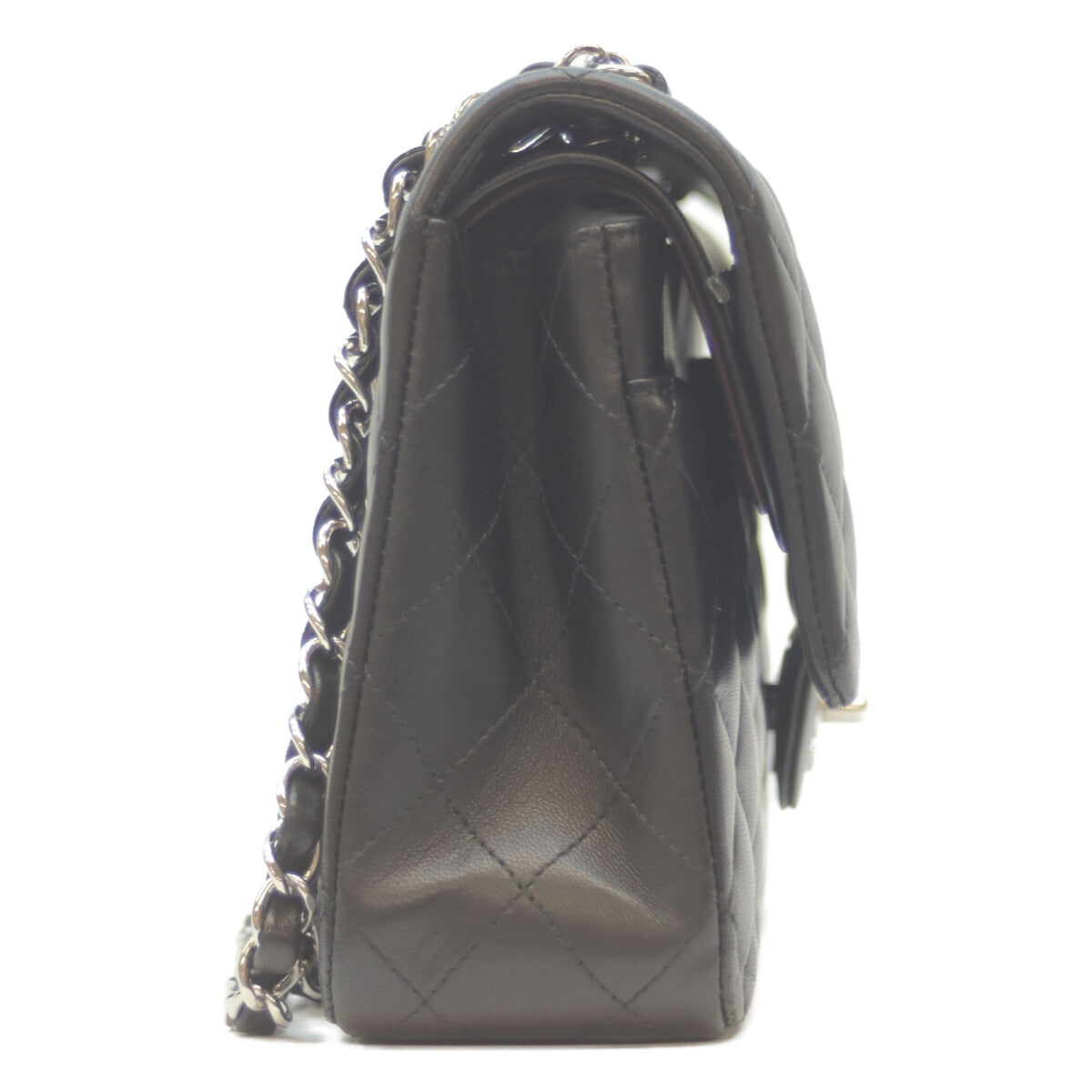 CHANEL シャネル A01112 21番 黒 ラム シルバー金具 Wフラップ マトラッセ25 ショルダーバッグ