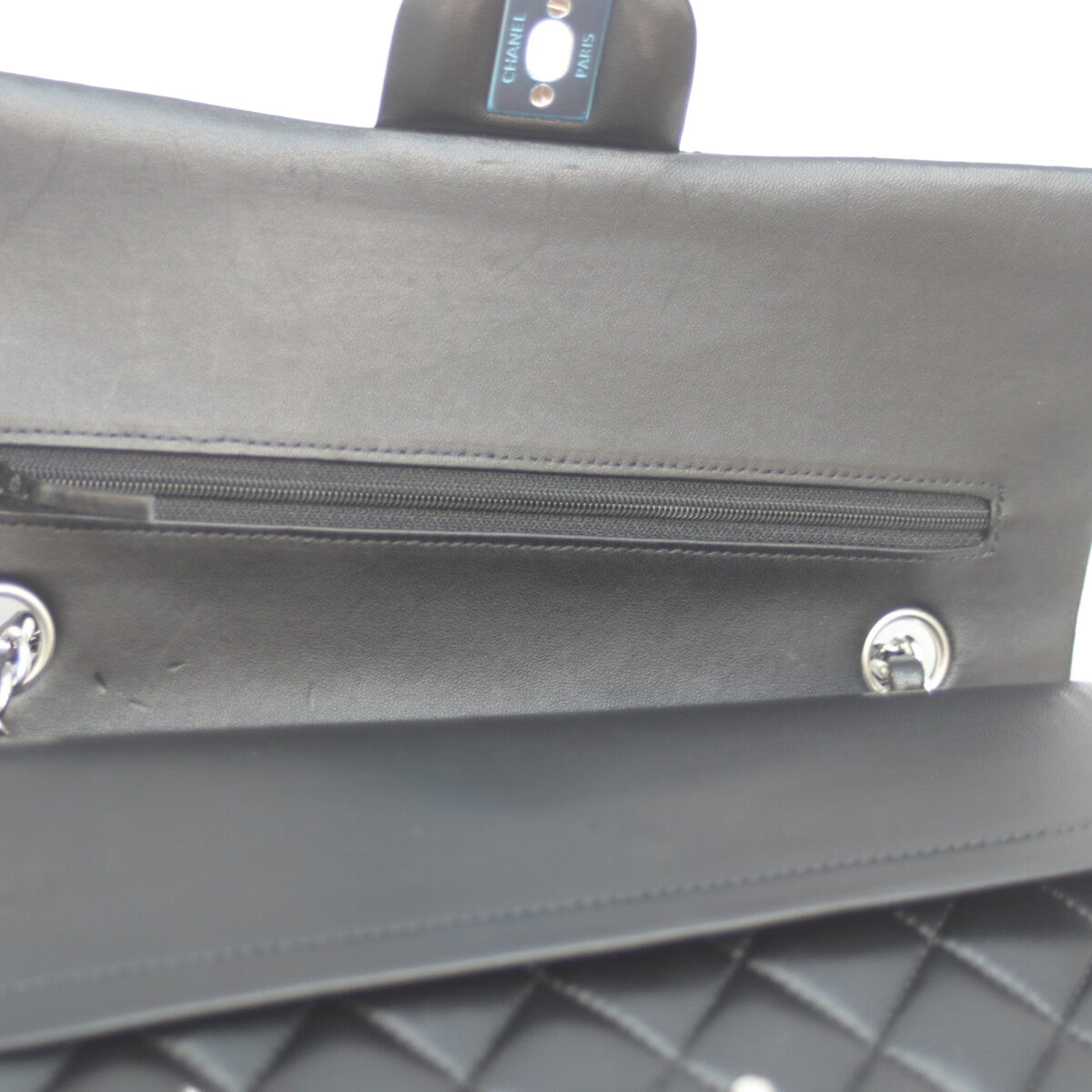 CHANEL シャネル A01112 21番 黒 ラム シルバー金具 Wフラップ マトラッセ25 ショルダーバッグ
