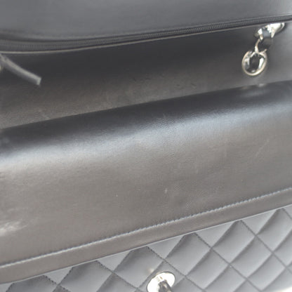 CHANEL シャネル A01112 21番 黒 ラム シルバー金具 Wフラップ マトラッセ25 ショルダーバッグ