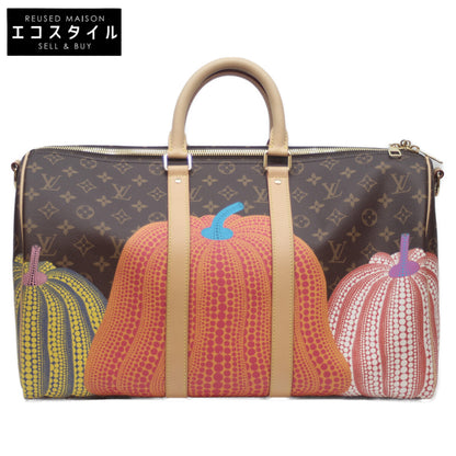 LOUIS VUITTON x Yayoi Kusama 23 Monogram Pumpkin Keepall Bandouliere 45 Boston Bag