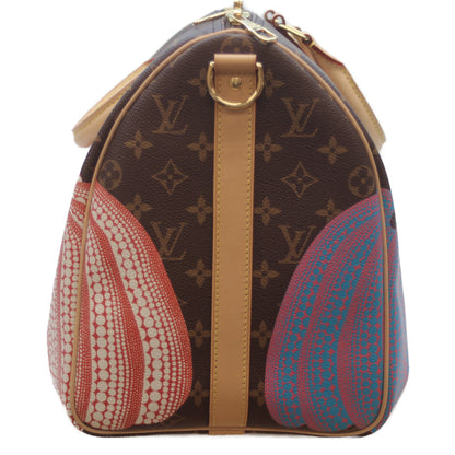 LOUIS VUITTON x Yayoi Kusama 23 Monogram Pumpkin Keepall Bandouliere 45 Boston Bag