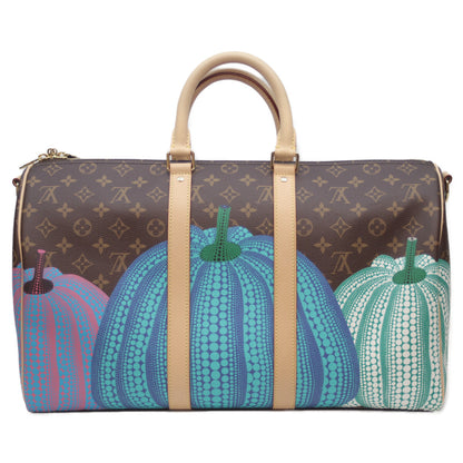LOUIS VUITTON x Yayoi Kusama 23 Monogram Pumpkin Keepall Bandouliere 45 Boston Bag
