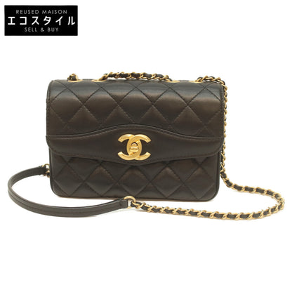 CHANEL 24 Black Lamb Gold Hardware Coco Vintage Flap Mini Matelasse 18 Shoulder Bag