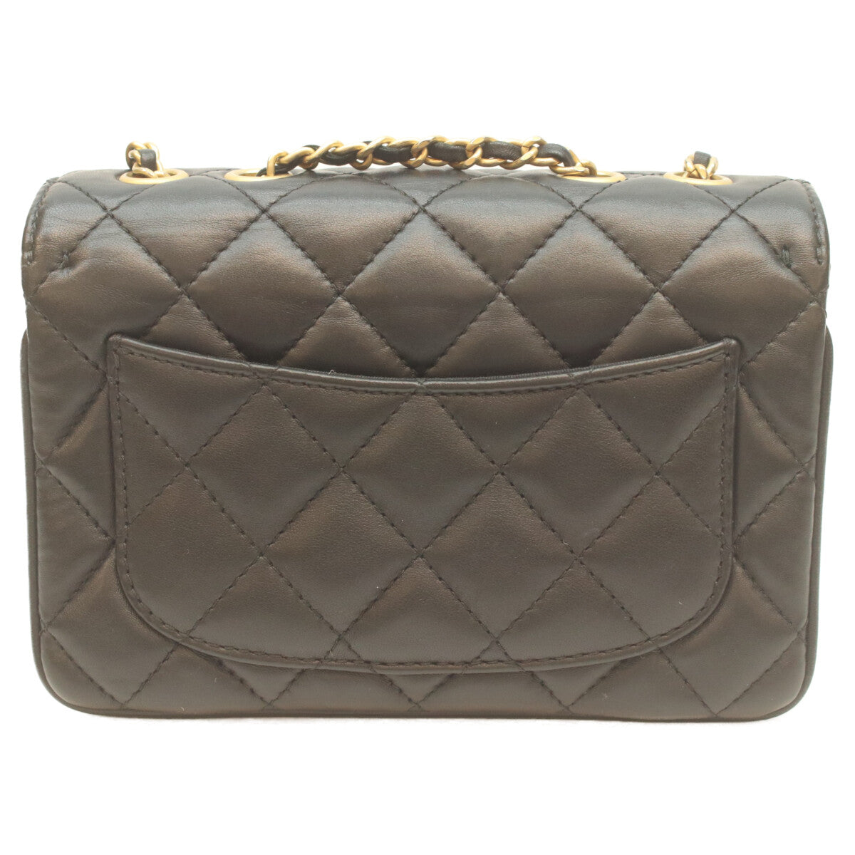 CHANEL 24 Black Lamb Gold Hardware Coco Vintage Flap Mini Matelasse 18 Shoulder Bag