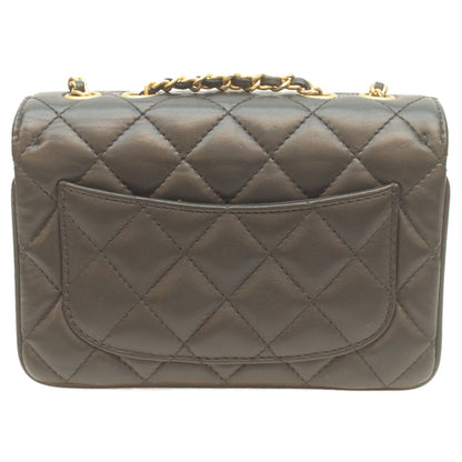 CHANEL 24 Black Lamb Gold Hardware Coco Vintage Flap Mini Matelasse 18 Shoulder Bag