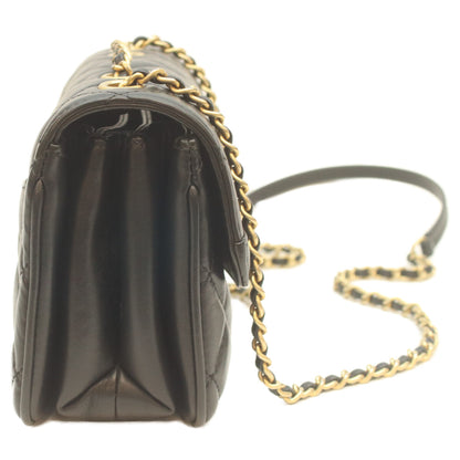 CHANEL 24 Black Lamb Gold Hardware Coco Vintage Flap Mini Matelasse 18 Shoulder Bag