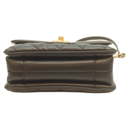 CHANEL 24 Black Lamb Gold Hardware Coco Vintage Flap Mini Matelasse 18 Shoulder Bag