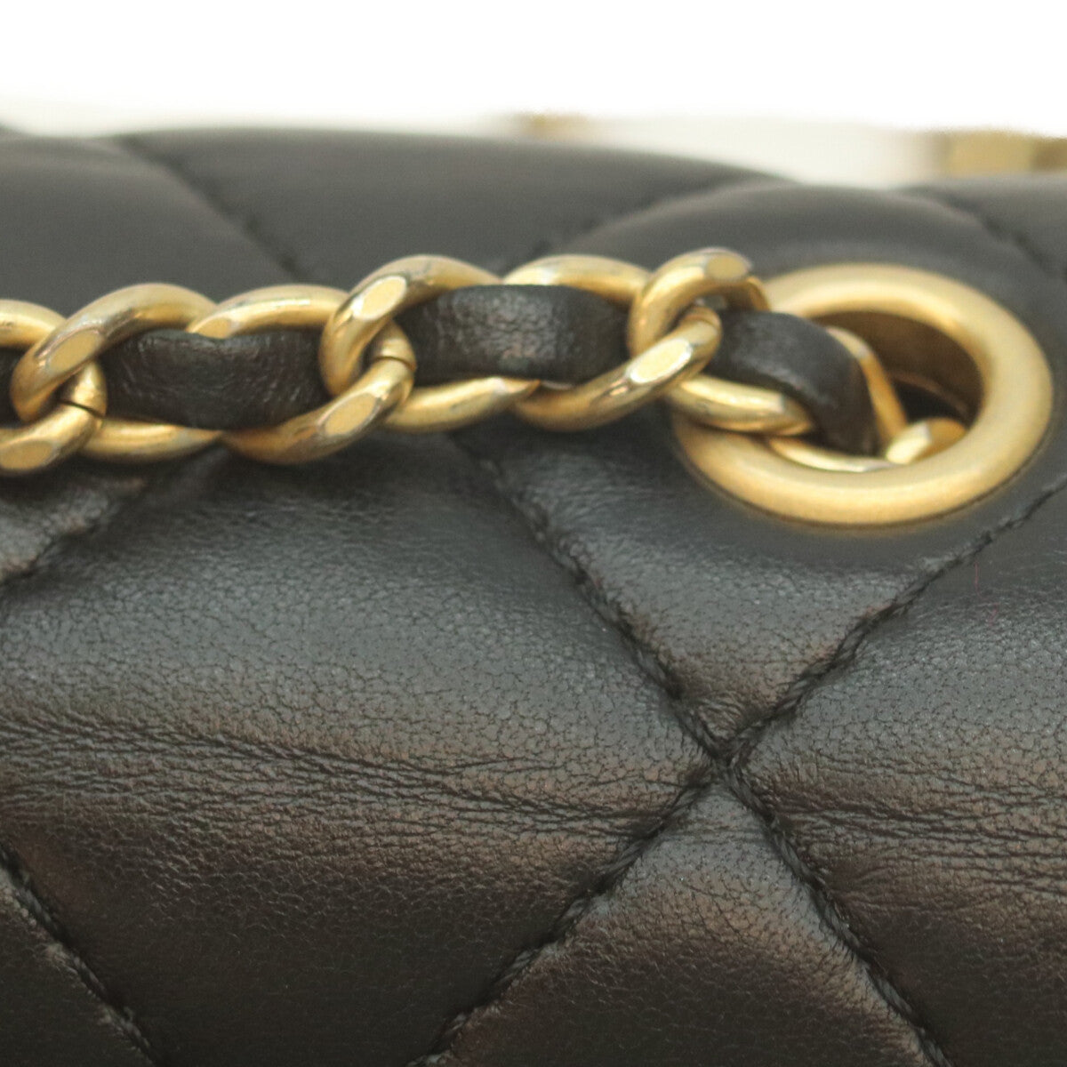 CHANEL 24 Black Lamb Gold Hardware Coco Vintage Flap Mini Matelasse 18 Shoulder Bag
