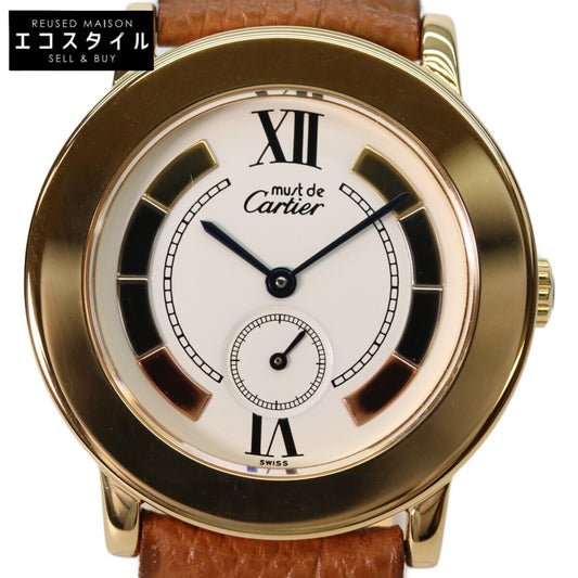 Cartier W1006922 925 Must de Cartier Ronde LM Vermeil Small Seconds Trinity Wristwatch