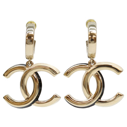 CHANEL A22K Gold Big Coco Mark Hoop Earrings