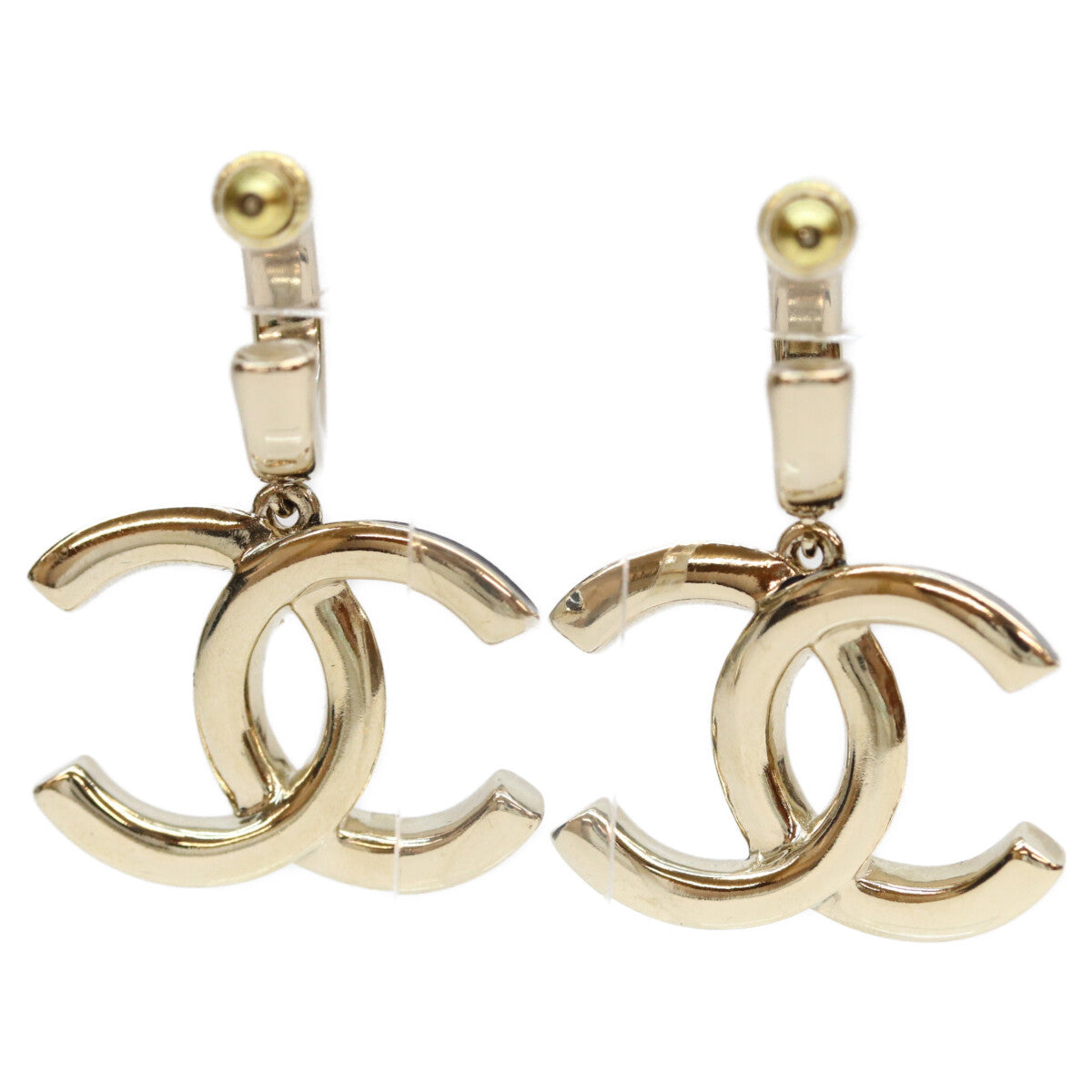 CHANEL A22K Gold Big Coco Mark Hoop Earrings