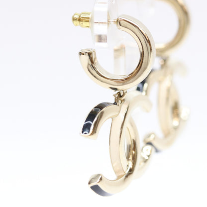 CHANEL A22K Gold Big Coco Mark Hoop Earrings