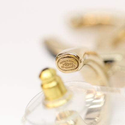 CHANEL A22K Gold Big Coco Mark Hoop Earrings