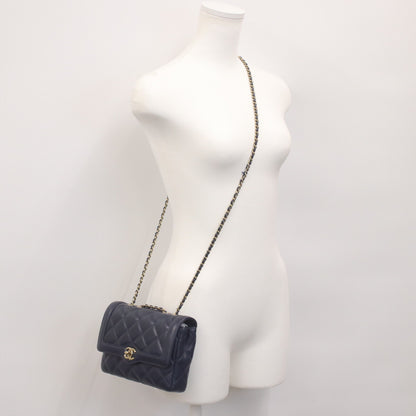 CHANEL AS5048 Navy Lambskin GHW Matelasse 20 Single Flap Bag Shoulder Bag