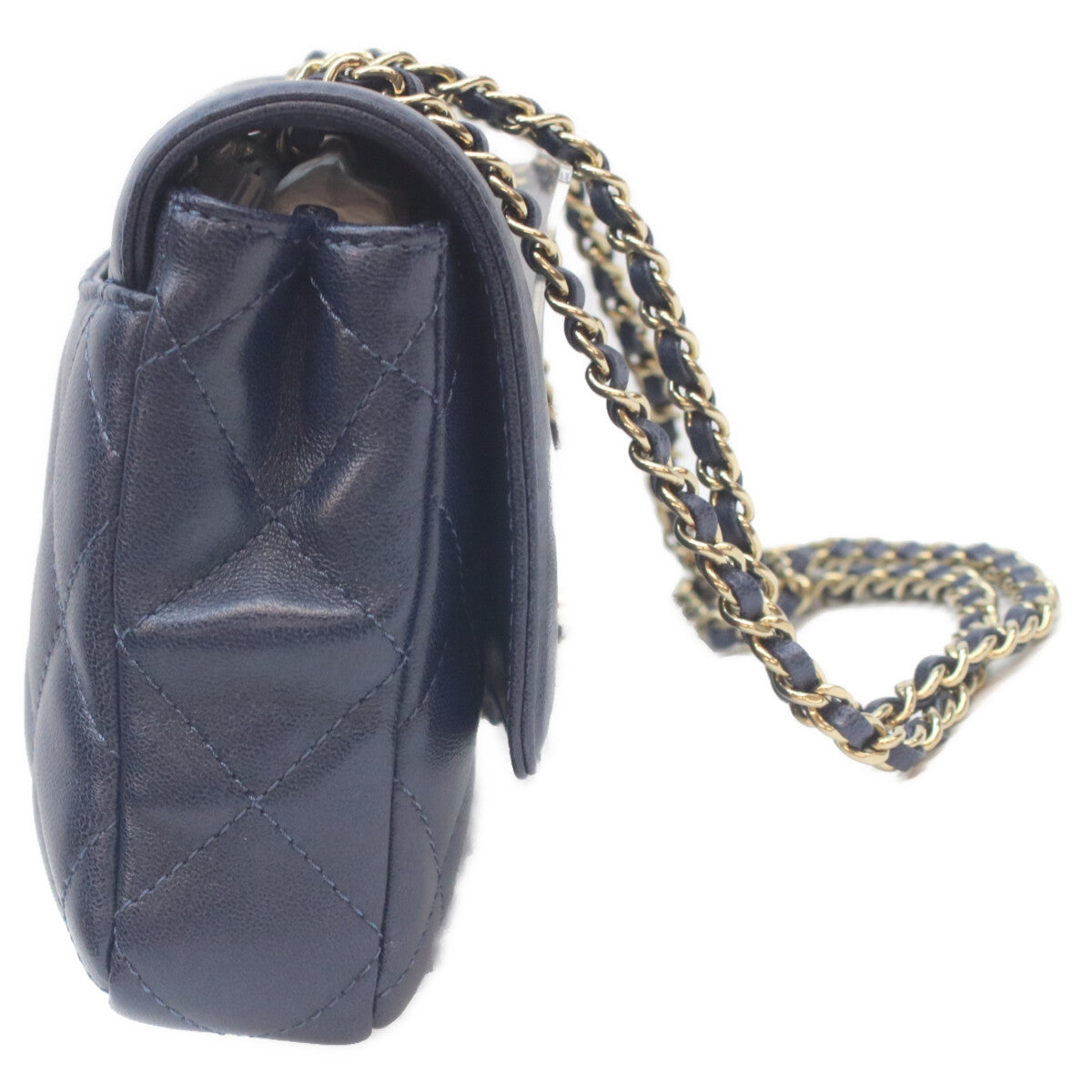 CHANEL AS5048 Navy Lambskin GHW Matelasse 20 Single Flap Bag Shoulder Bag