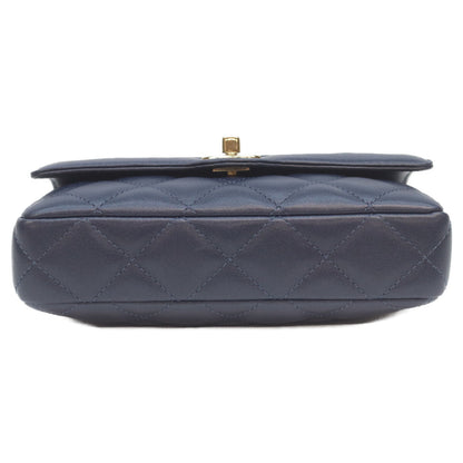 CHANEL AS5048 Navy Lambskin GHW Matelasse 20 Single Flap Bag Shoulder Bag