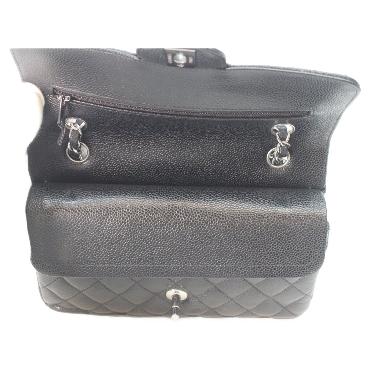 CHANEL シャネル A01113 黒 キャビア シルバー金具 ダブルフラップ マトラッセ23 チェーンショルダーバッグ ショルダーバッグ