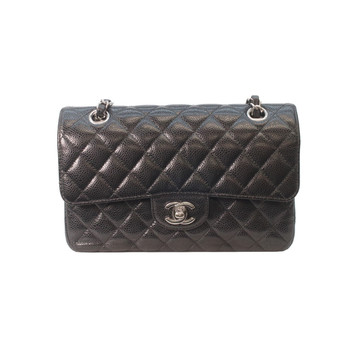 CHANEL シャネル A01113 黒 キャビア シルバー金具 ダブルフラップ マトラッセ23 チェーンショルダーバッグ ショルダーバッグ
