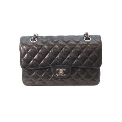 CHANEL シャネル A01113 黒 キャビア シルバー金具 ダブルフラップ マトラッセ23 チェーンショルダーバッグ ショルダーバッグ
