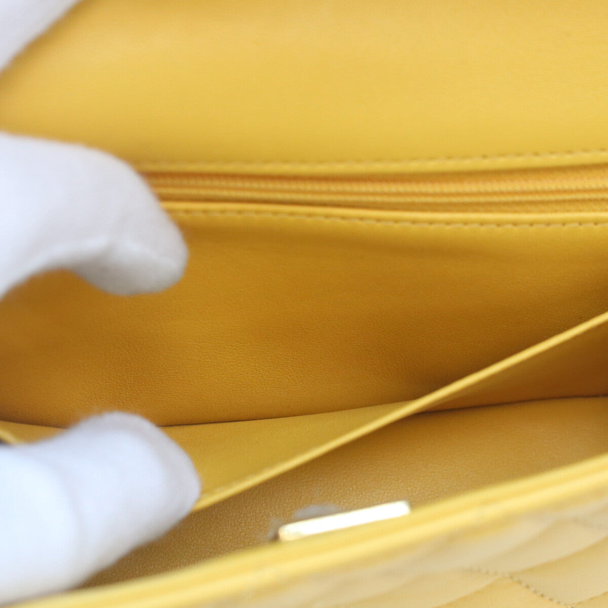 CHANEL AS2431 Yellow Lambskin GHW Top Handle Mini Matelasse 20 Shoulder Bag