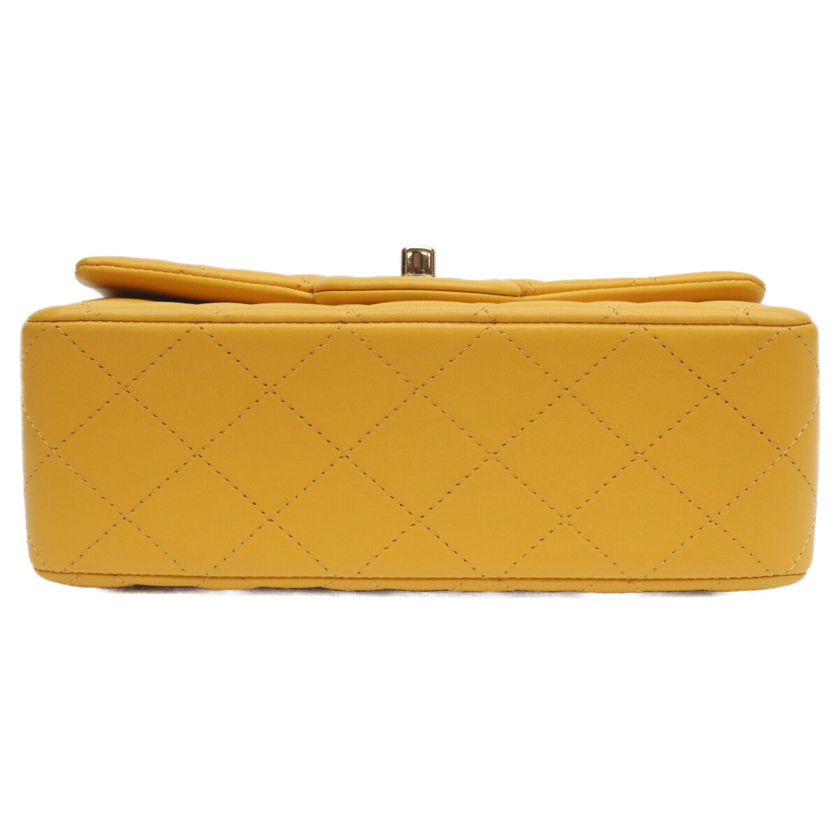 CHANEL AS2431 Yellow Lambskin GHW Top Handle Mini Matelasse 20 Shoulder Bag
