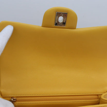 CHANEL AS2431 Yellow Lambskin GHW Top Handle Mini Matelasse 20 Shoulder Bag