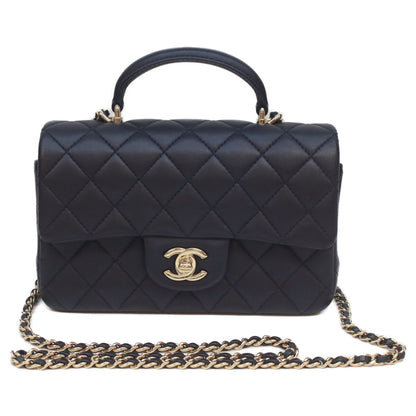 CHANEL 香奈儿 AS2431 海军蓝 羔羊皮 金色金属件 Matelasse 20 顶部手柄 链条单肩包 单肩包