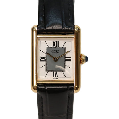 Cartier Cartier 925 Must Tank Vermeil SM quartz leather wristwatch
