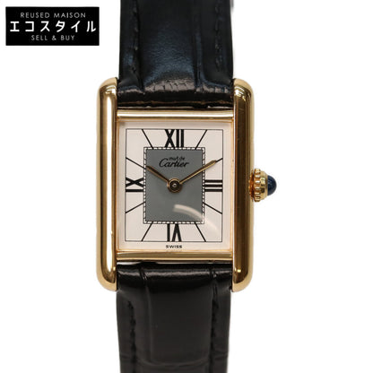 Cartier Cartier 925 Must Tank Vermeil SM quartz leather wristwatch