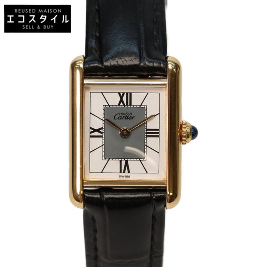 Cartier カルティエ 925 マストタンク ヴェルメイユSM QZ 革 腕時計