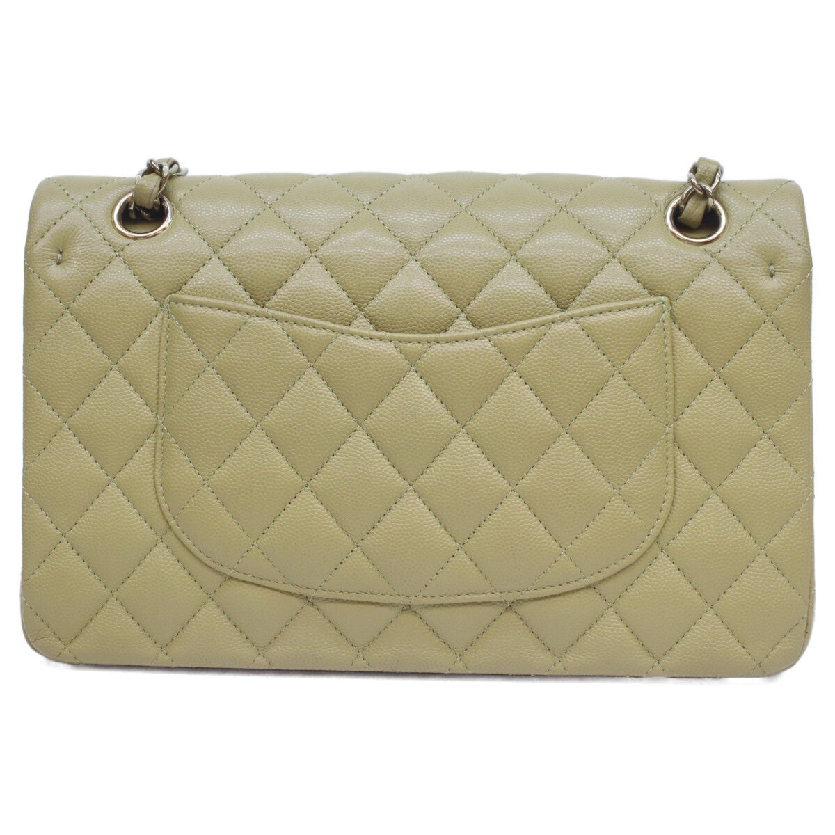 CHANEL シャネル A01112 ピスタチオグリーン キャビア G金具 Wフラップ マトラッセ25 ショルダーバッグ