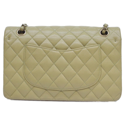 CHANEL シャネル A01112 ピスタチオグリーン キャビア G金具 Wフラップ マトラッセ25 ショルダーバッグ