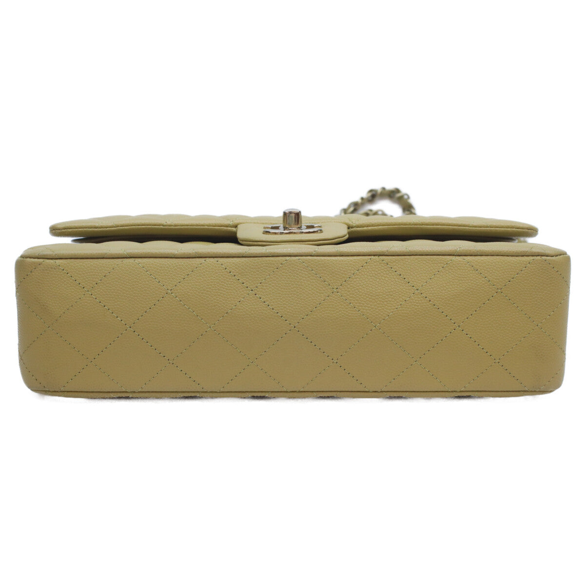 CHANEL シャネル A01112 ピスタチオグリーン キャビア G金具 Wフラップ マトラッセ25 ショルダーバッグ