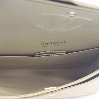CHANEL シャネル A01112 ピスタチオグリーン キャビア G金具 Wフラップ マトラッセ25 ショルダーバッグ