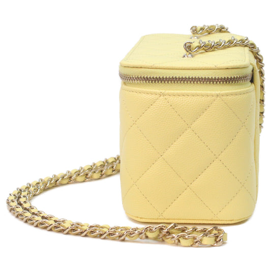 CHANEL AP4530 Yellow Caviar Gold Hardware Matelasse Vanity Heart Rhinestone Coco Mark Shoulder Bag