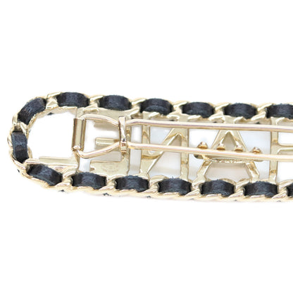 CHANEL シャネル F21V ゴールド ブラック 編み込み ロゴヘアクリップ ヘアアクセサリー