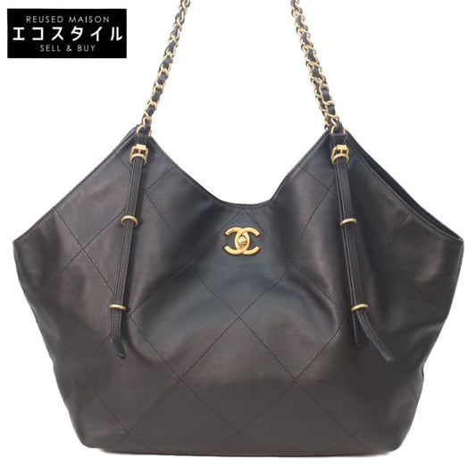 CHANEL AS5466 Black Calfskin Shopping Tote