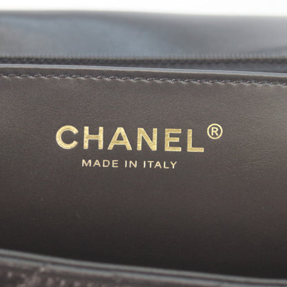 CHANEL シャネル AS4723 黒 シャイニーラム ゴールド金具 マトラッセ シングルフラップ ダブルチェーン ショルダーバッグ ショルダーバッグ