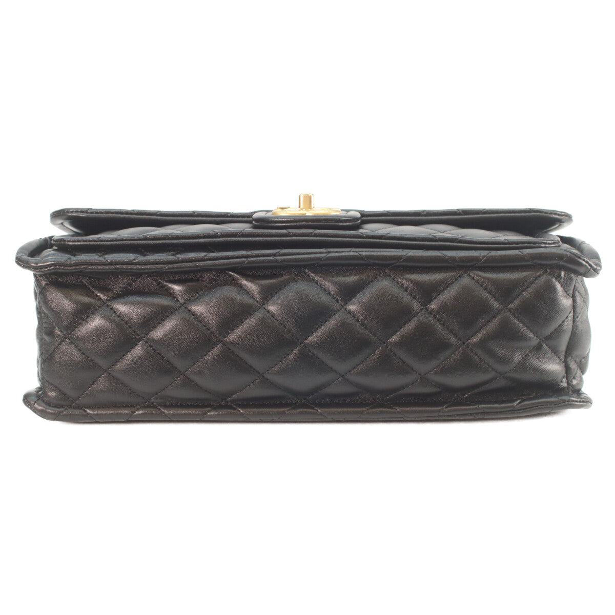 CHANEL シャネル AS4723 黒 シャイニーラム ゴールド金具 マトラッセ シングルフラップ ダブルチェーン ショルダーバッグ ショルダーバッグ
